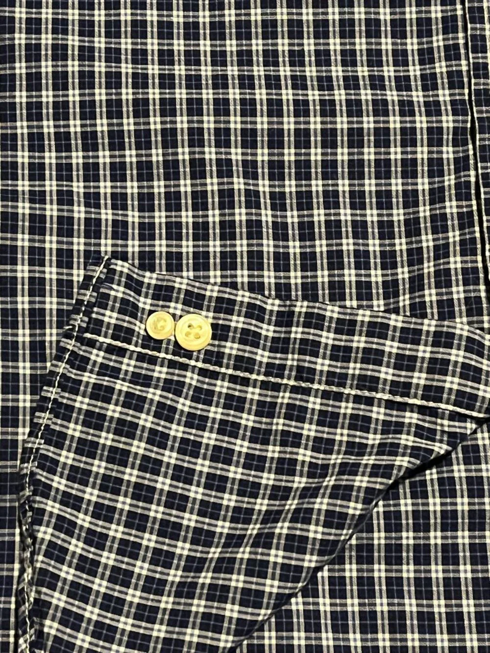 Ralph Lauren Boys Medium 10/12 Button Down Shirt Navy Gingham Plaid Pony Cotton